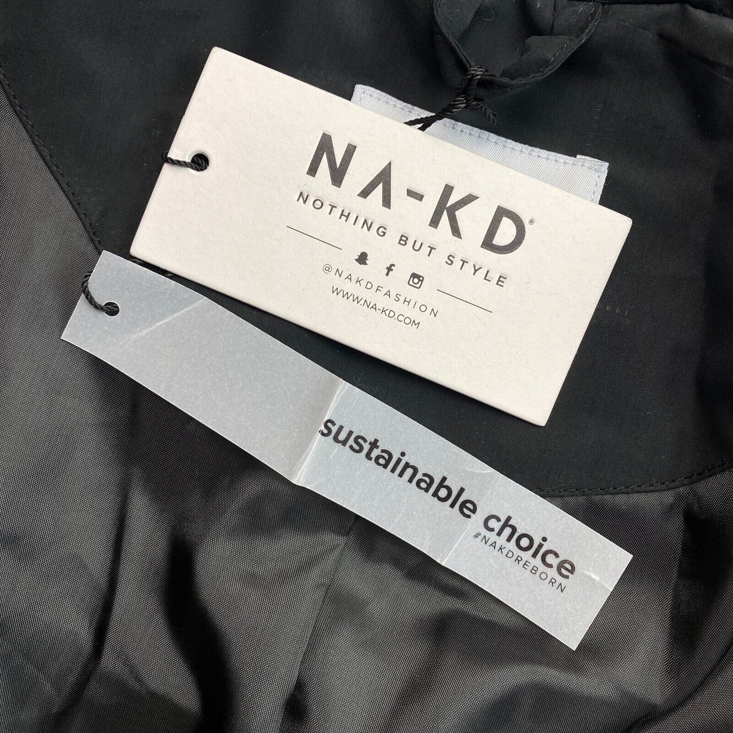 NAKD Black Belted Padded Jacket Coat Size EU 40 UK 12 US 10