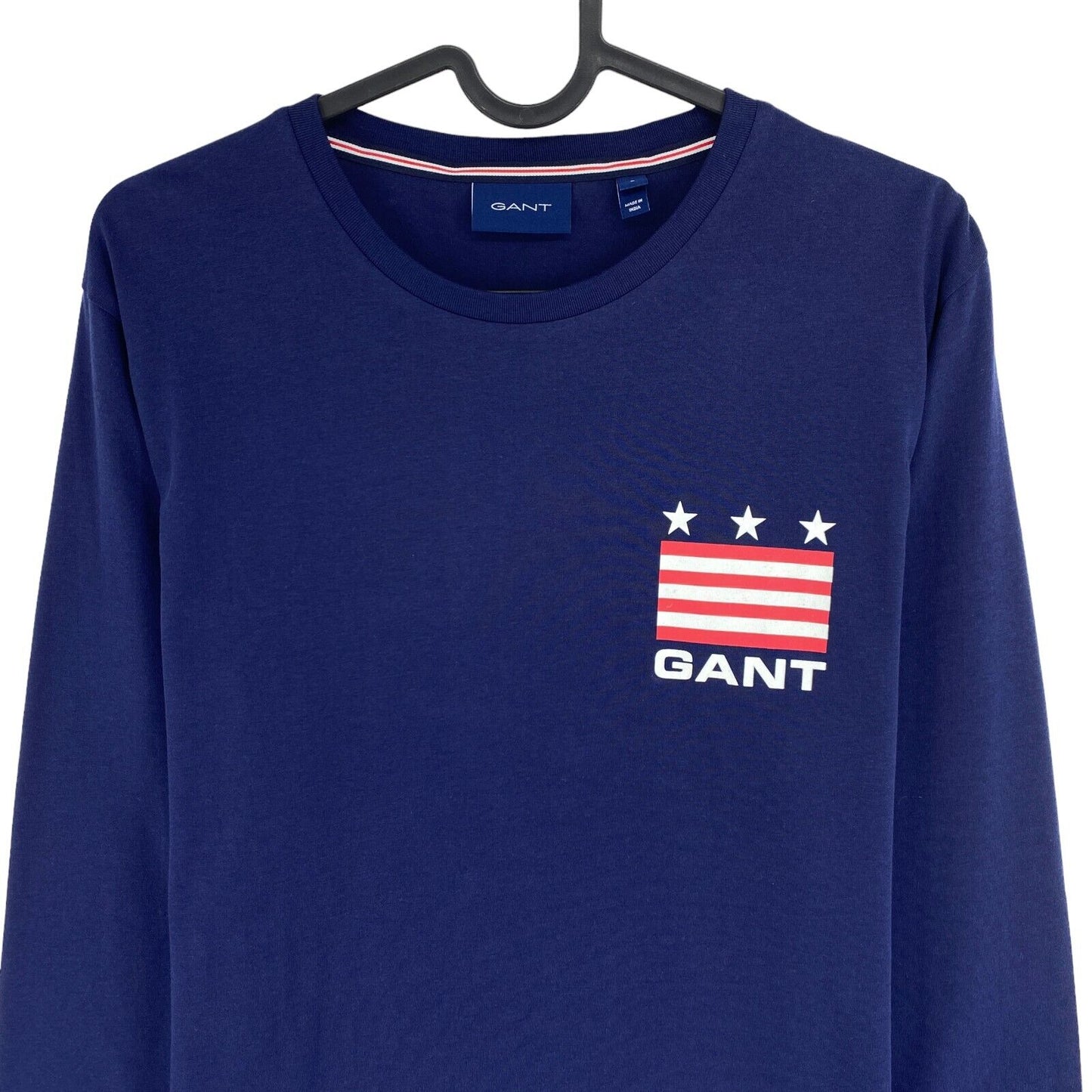 GANT Navy Blue Retro Shield Crew Neck Long Sleeves T Shirt Size S