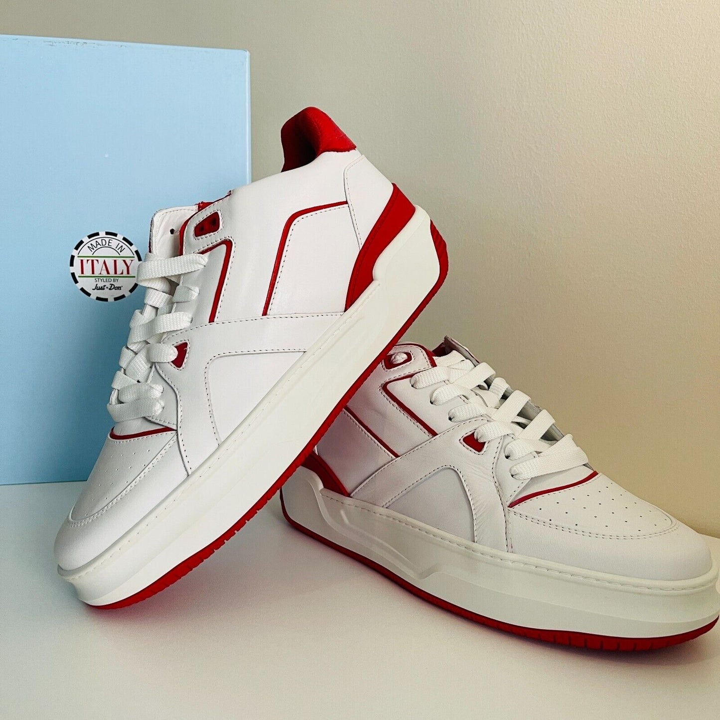 Just Don Basketball Courtside Lo White Red Sneakers Shoes EUR 38 UK 5 US 5.5