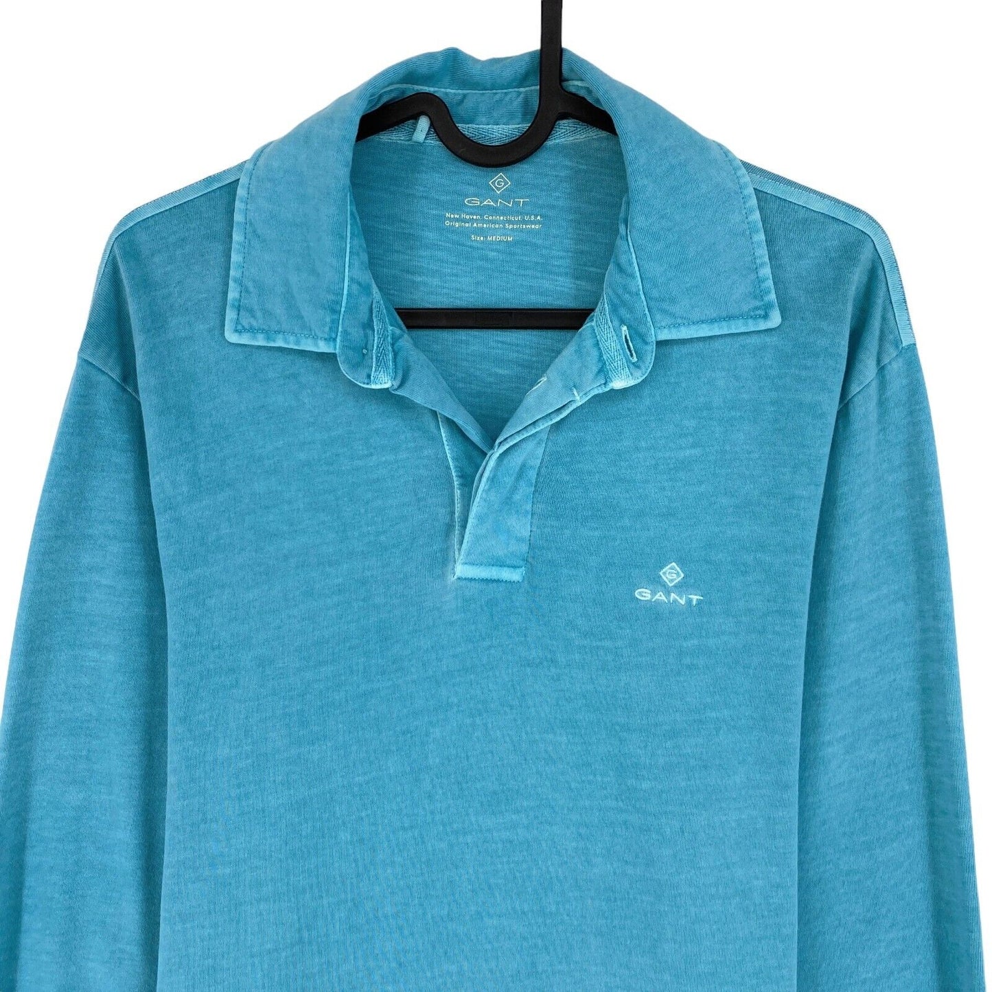 GANT Blue Sun Faded Long Sleeves Polo Shirt Size M