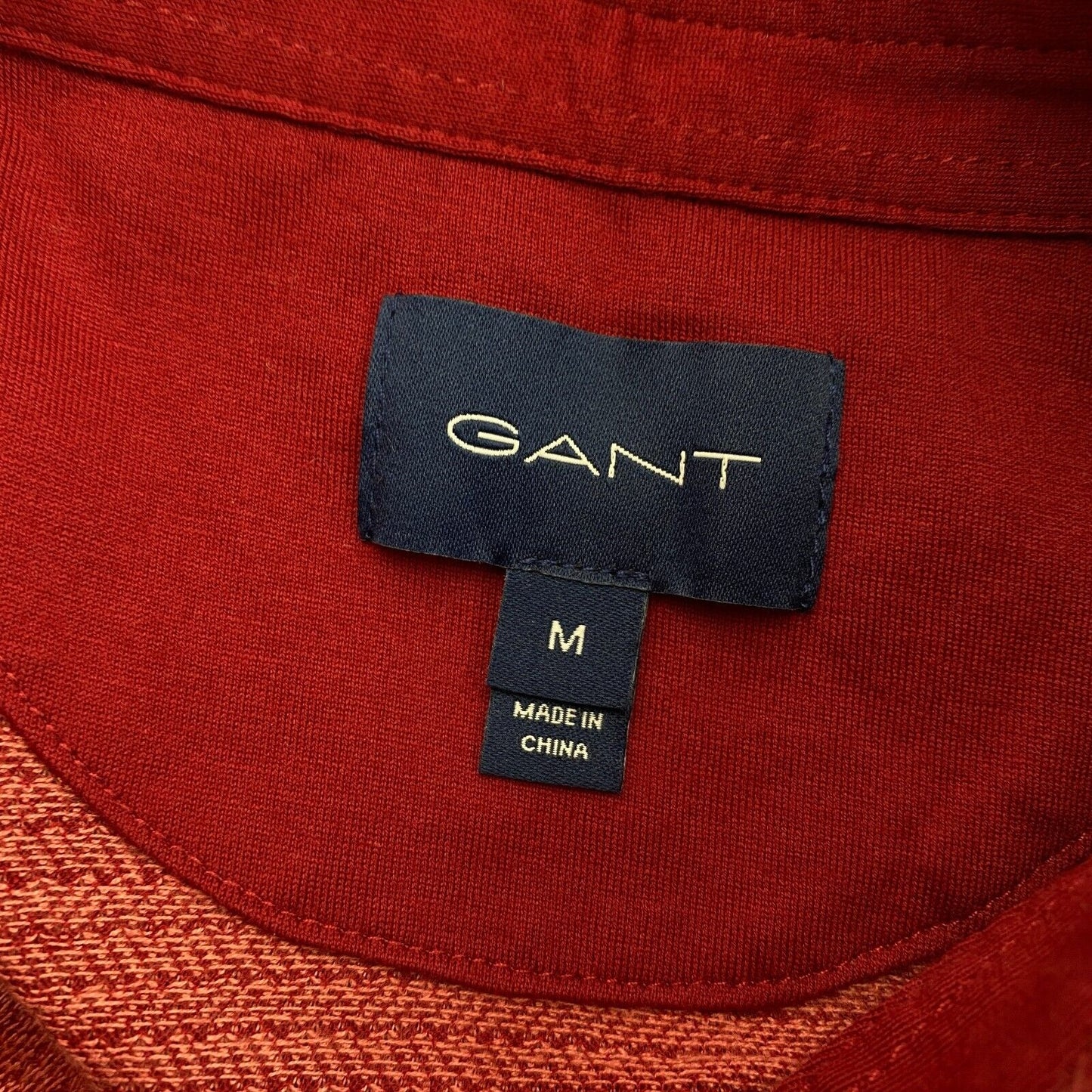 GANT Dunkelrotes Jacquard Rugger Poloshirt Größe M