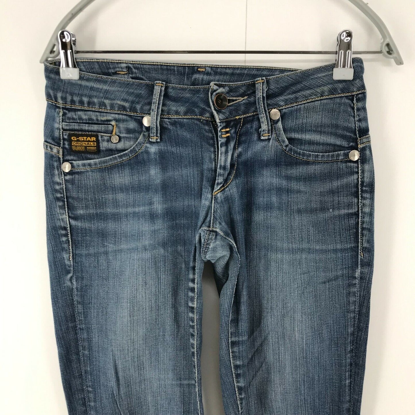 G-STAR RAW MIDGE Femme Bleu Regular Straight Fit Jeans W27 L34 Fabriqué en Italie