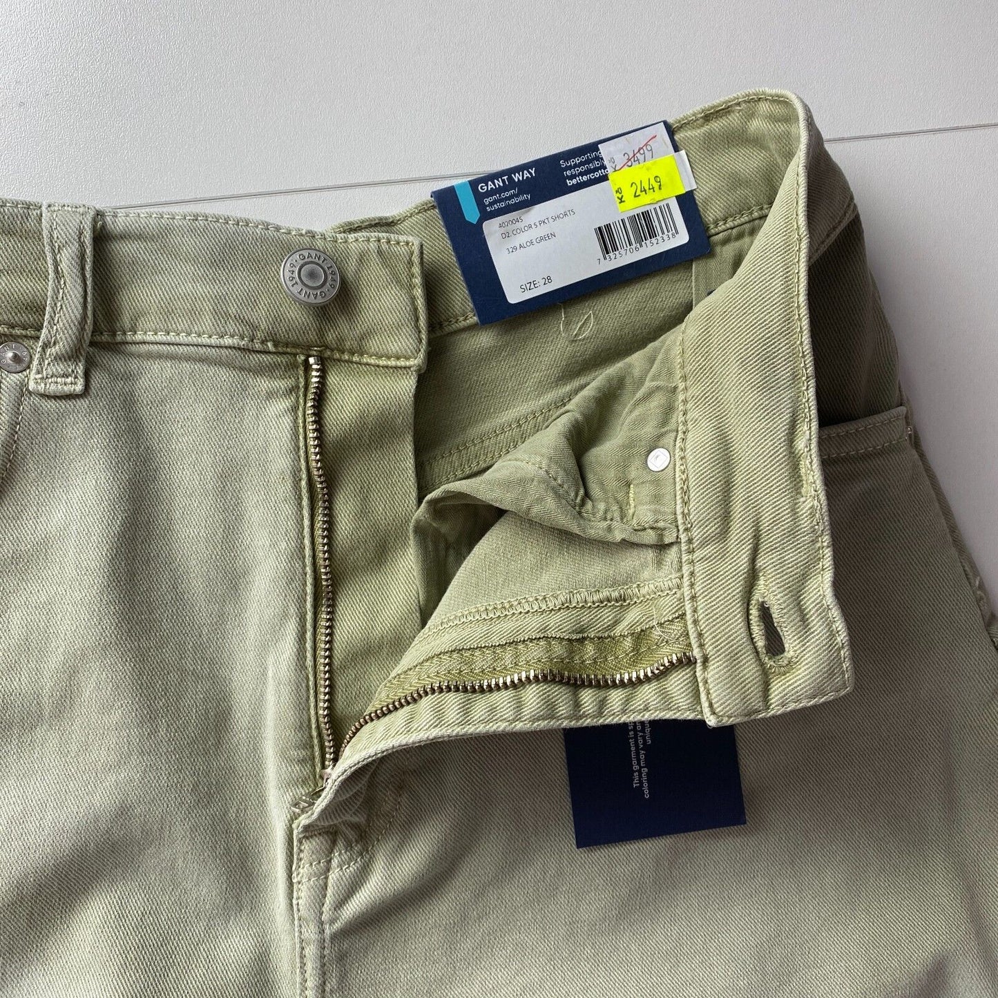 GANT Women Khaki Green Regular Fit Denim Shorts Size W28