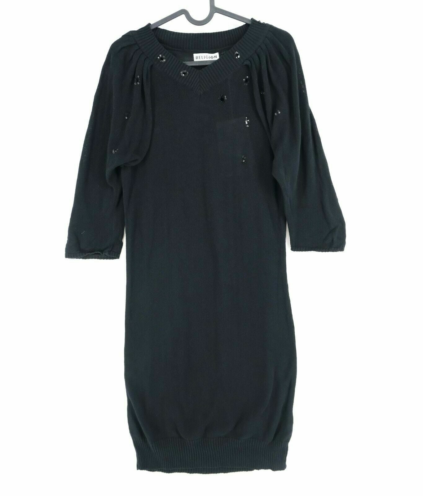 RELIGION Black V Neck 100% Cotton Dress Size 1 - S 3 - L