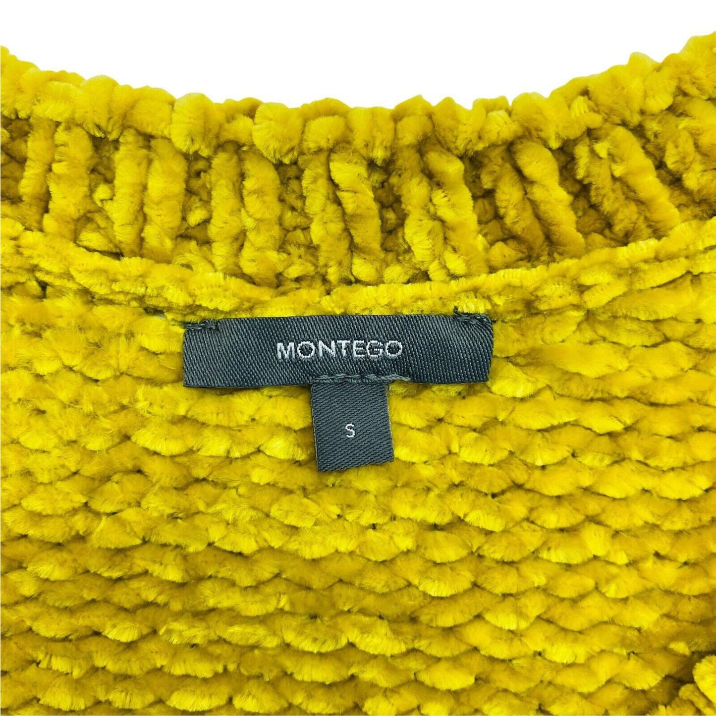 MONTEGO Yellow Knit V Neck Sweater Jumper Size S