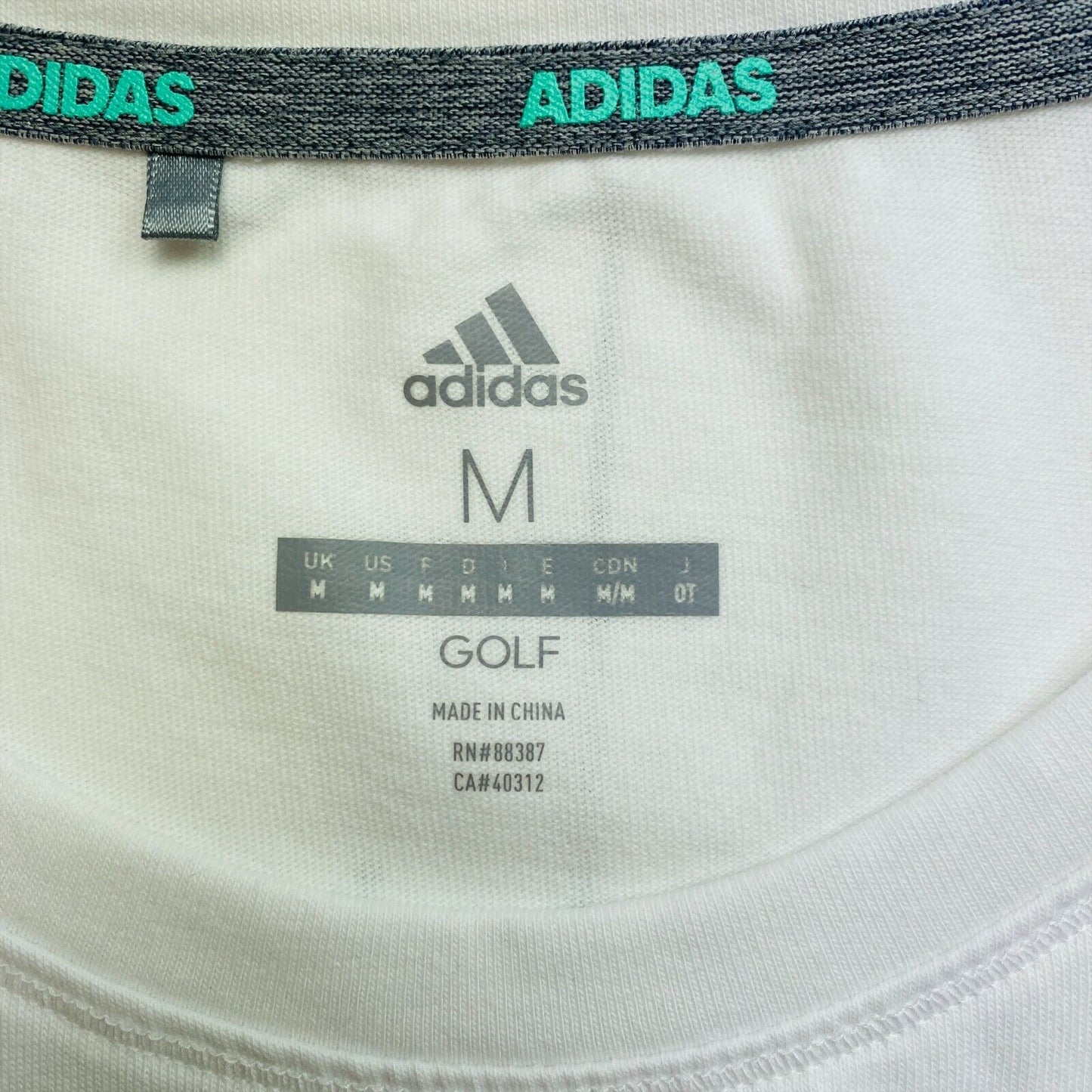 Adidas Golf White Crew Neck Graphic T Shirt Size M