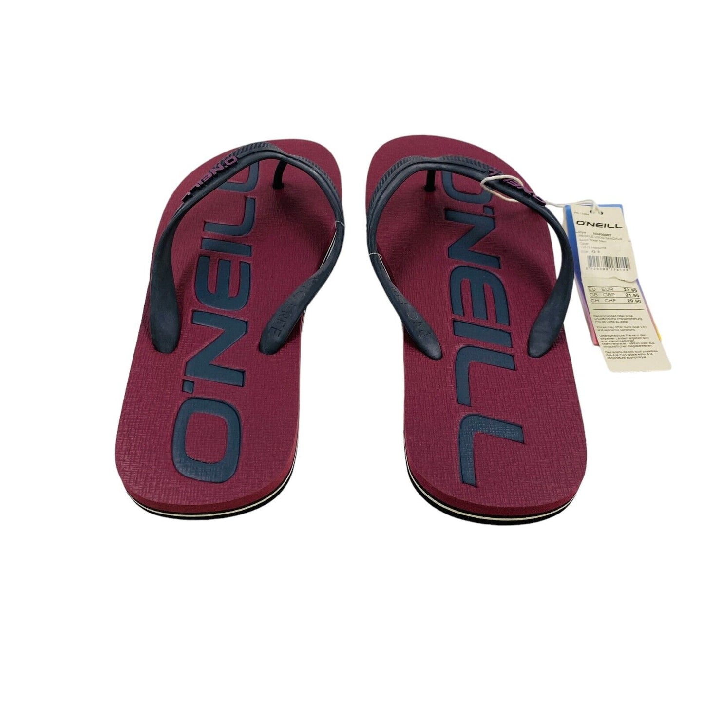 O'NEILL Dark Red Mens Beach Sandals Flip-Flops Size EU 42 UK 8 US 9