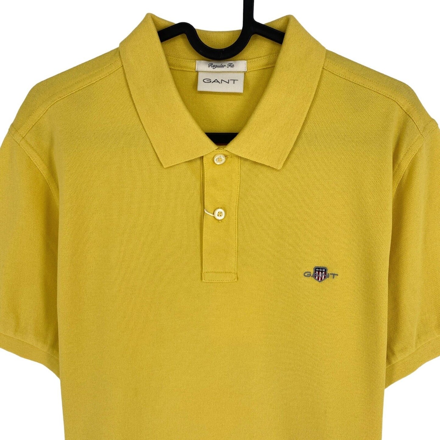 GANT Men Yellow Reg Shield Pique Short Sleeves Polo Shirt Size M