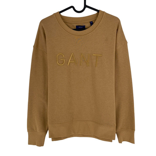 GANT Women Brown Tonal Logo Crew Neck Sweater Jumper Size XL