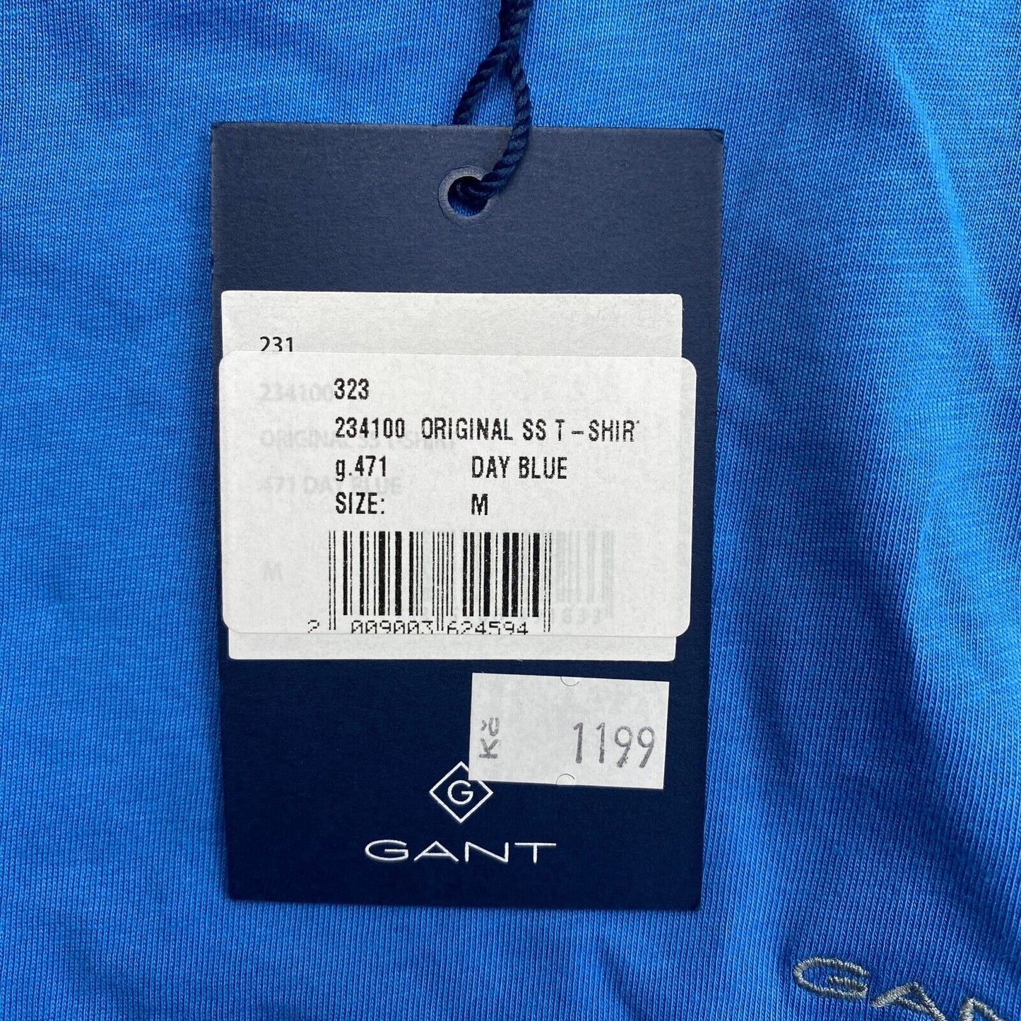 GANT Men Blue Original Crew Neck Short Sleeves T Shirt Size M