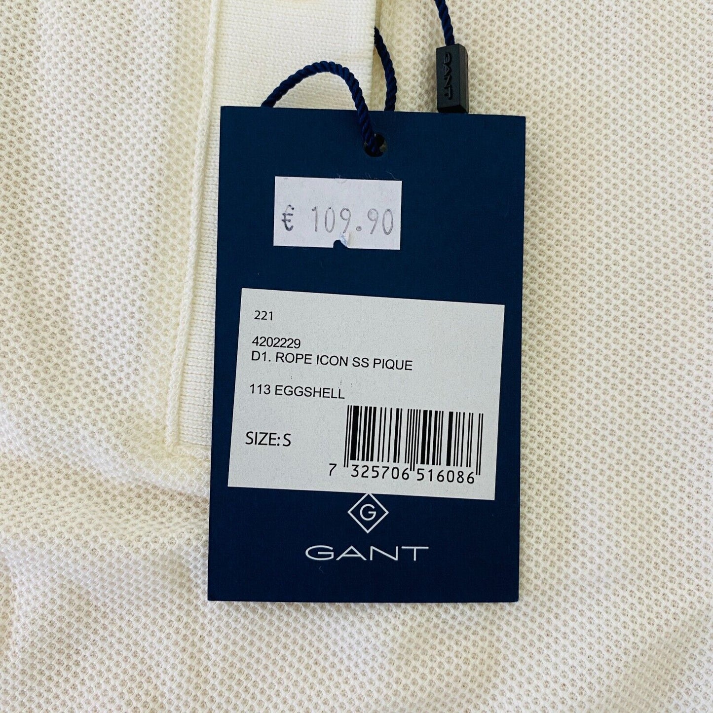 GANT Women White Rope Icon Pique Polo Shirt Size S