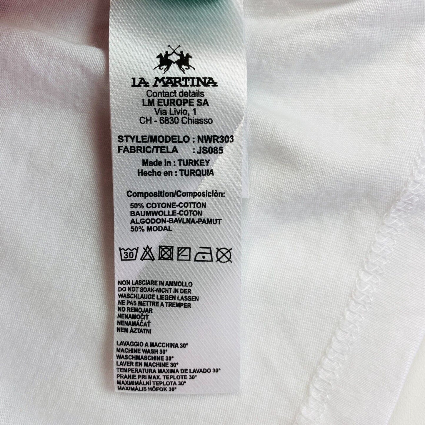 LA MARTINA White Sequin Logo Crew Neck T Shirt Size  2 / S