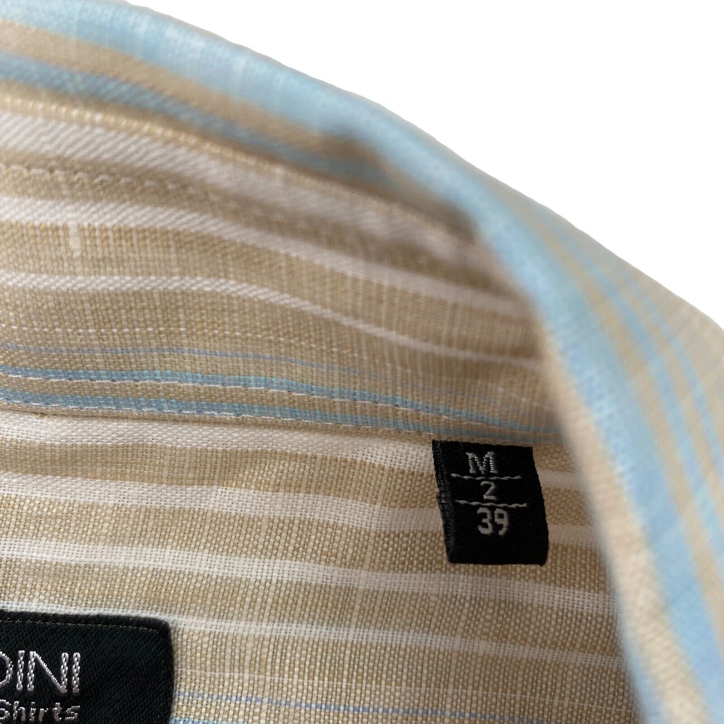 LANDINI Beige Striped Cotton Linen Shirt Size M