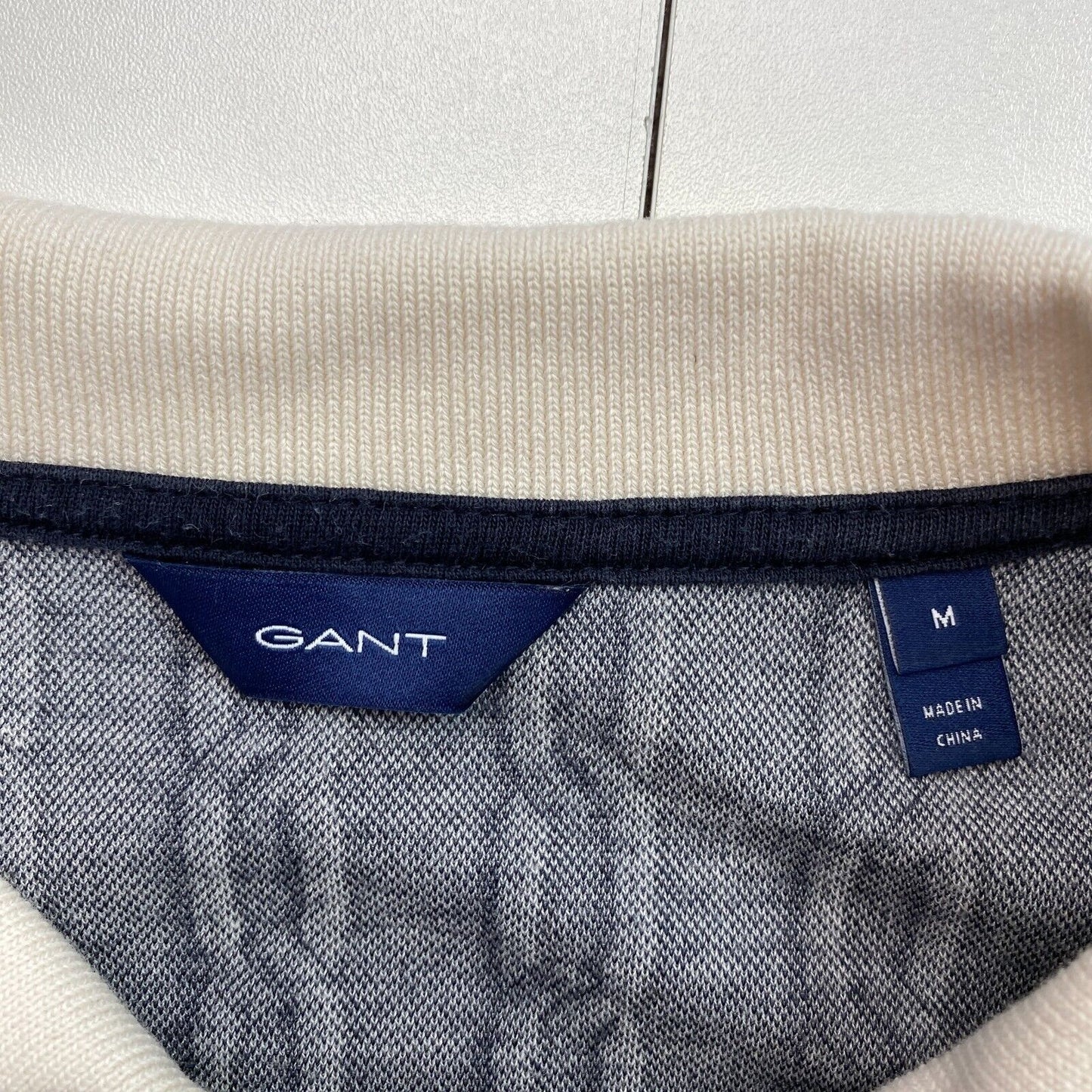 GANT Women Blue Chain Jacquard Mid Sleeve Polo Shirt Size M