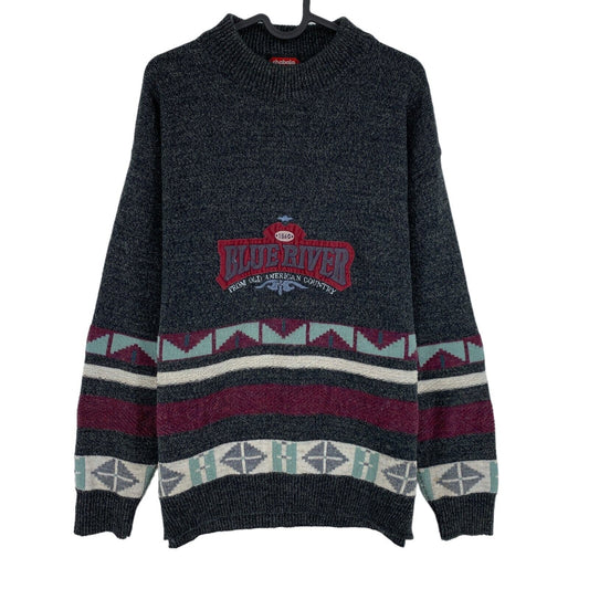 Cosby vintage Rétro années 90 Chabala Pull gris foncé Pull Taille M