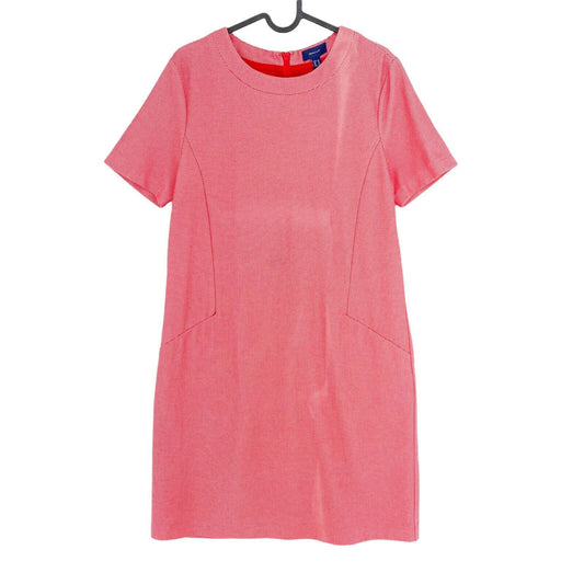 GANT Rotes Jersey-Piqué-Kleid mit Rundhalsausschnitt, Größe EU 40, UK 14, US 10