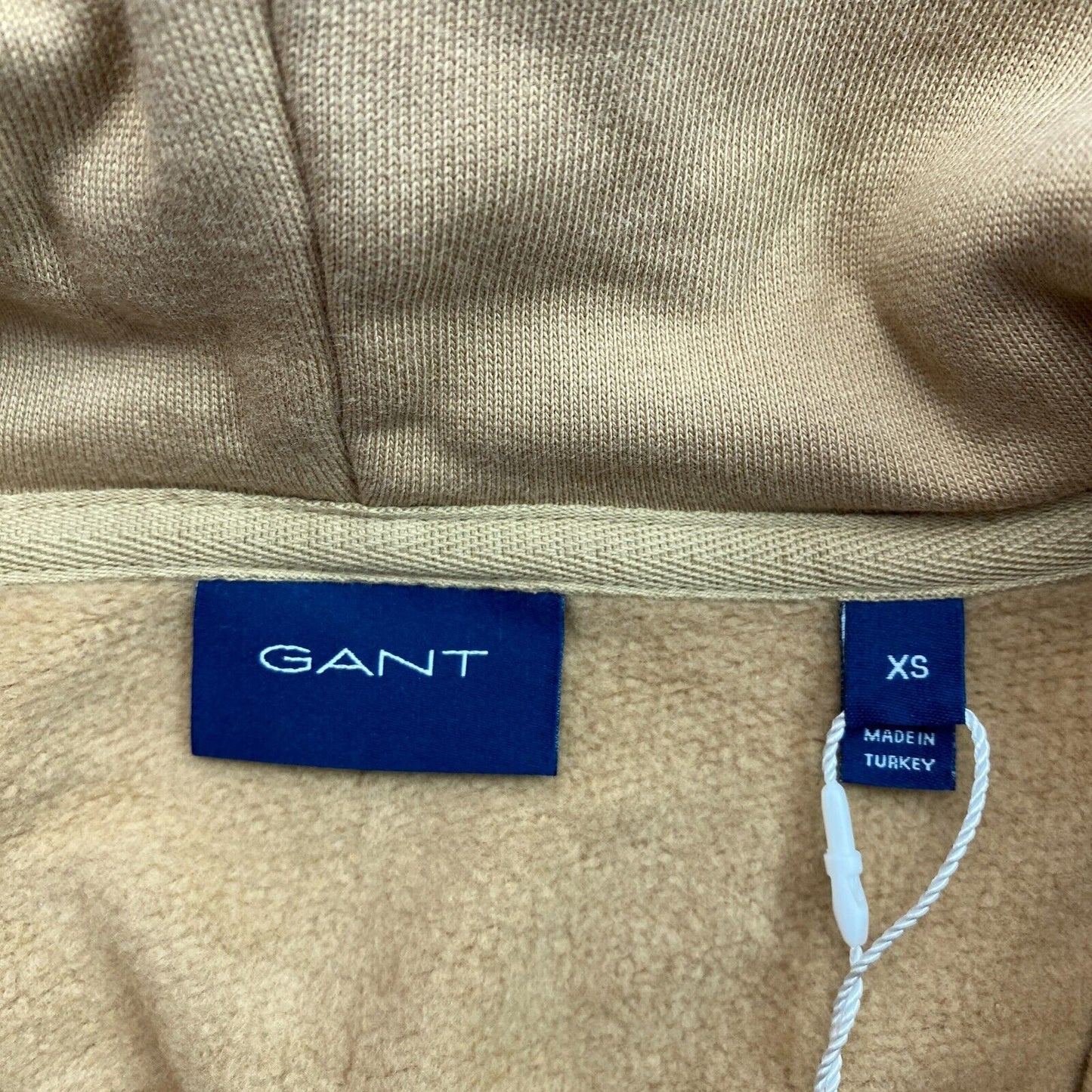 GANT Braun Tonal Archive Shield Kapuzenpullover mit durchgehendem Reißverschluss, Größe XS