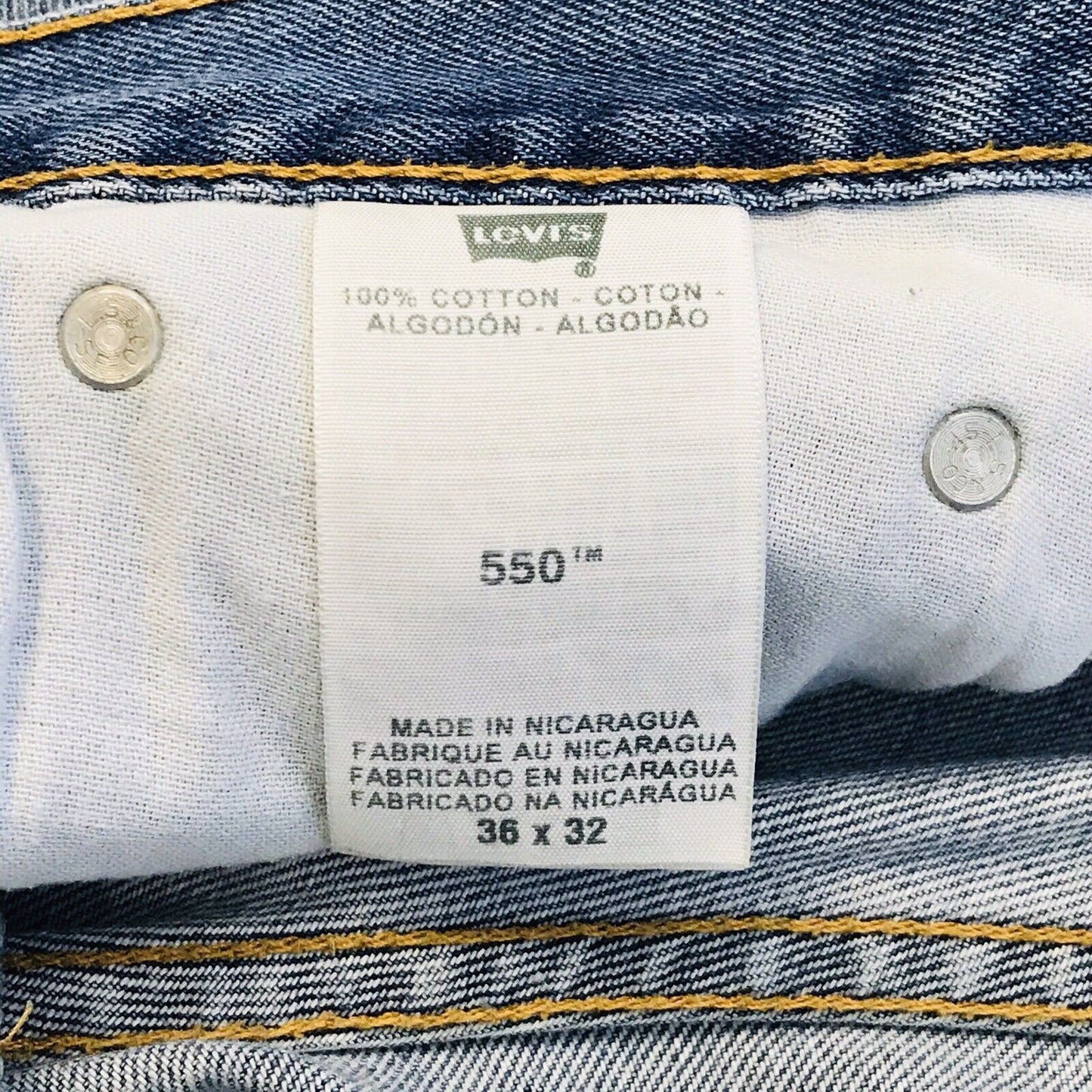 Levi's 550 Blue Relaxed Straight Fit Distressed Jeans Size W36 L32