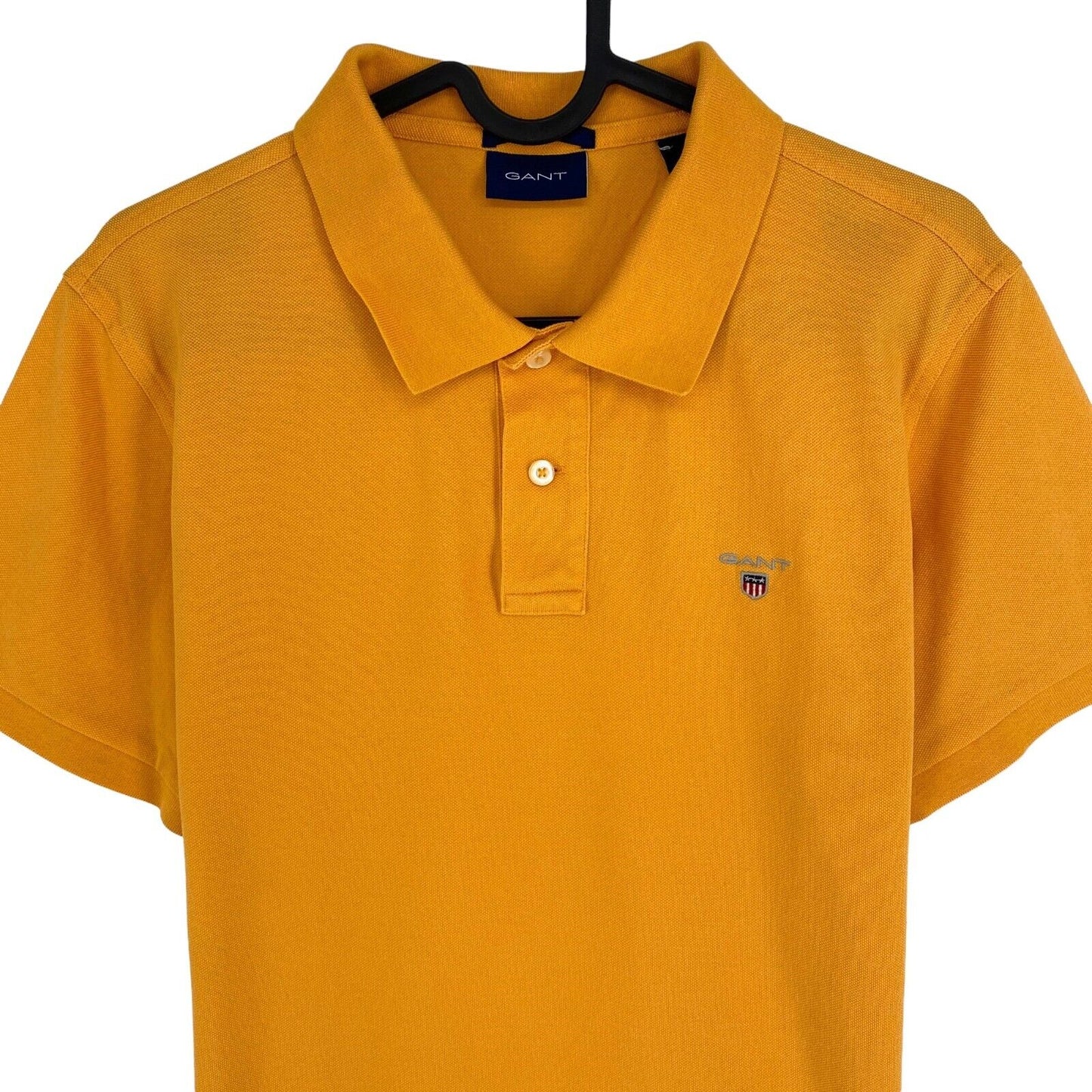 GANT Men Yellow Original Regular Fit Pique Rugger SS Polo Shirt Size M