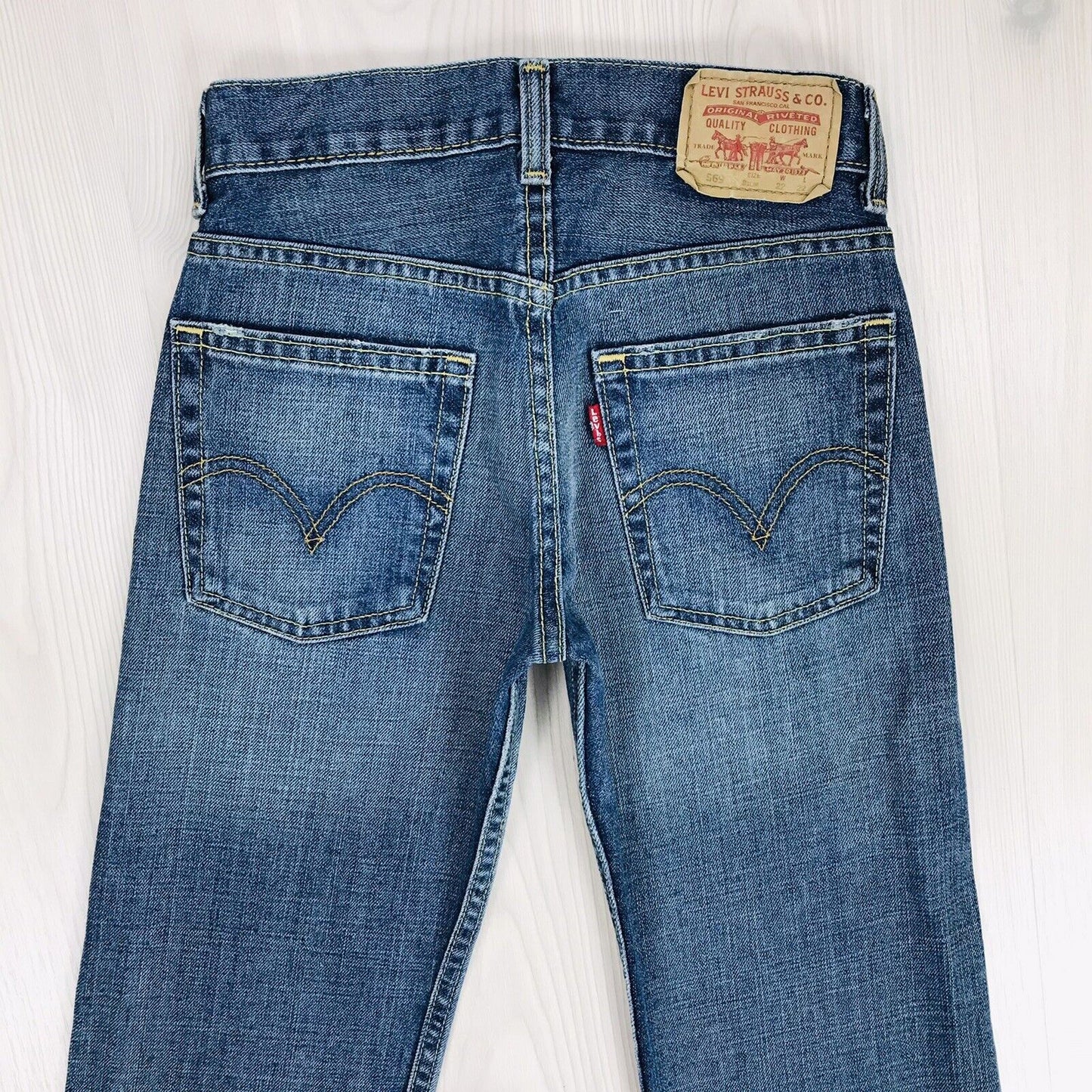 Vintage Levi's 569 Boys Blue Loose Straight Fit Jeans 8 Slim / W22 L22