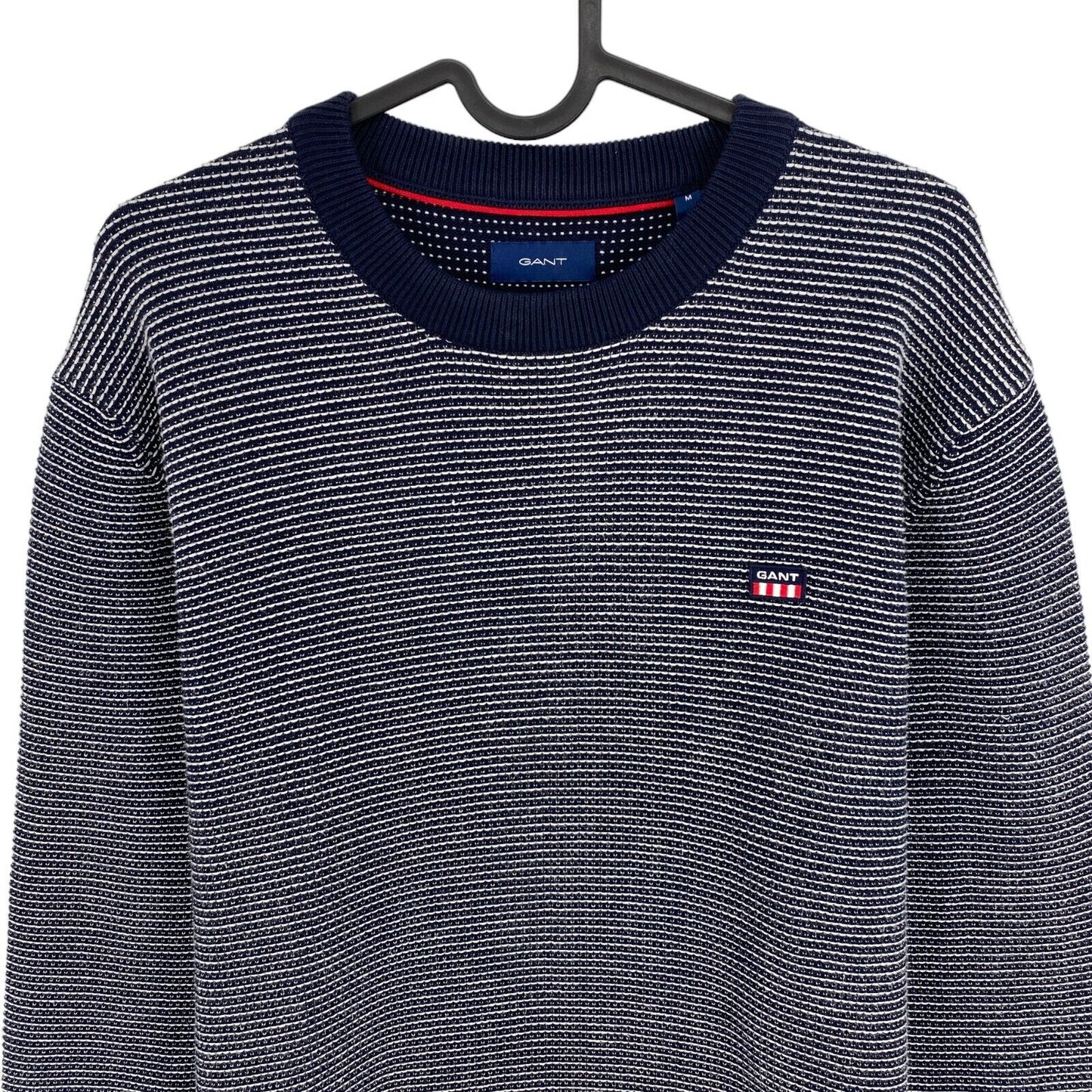 GANT Navy Blue Light Texture Crew Neck Sweater Jumper Size M