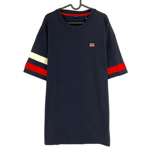 GANT Bleu Marine Rétro Logo Manches Courtes T Shirt Robe Taille M