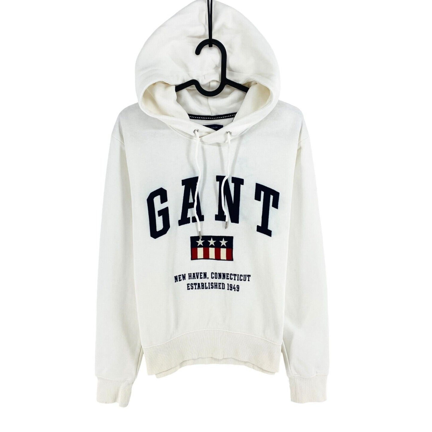 GANT White Retro Logo Hoodie Sweater Jumper Size S