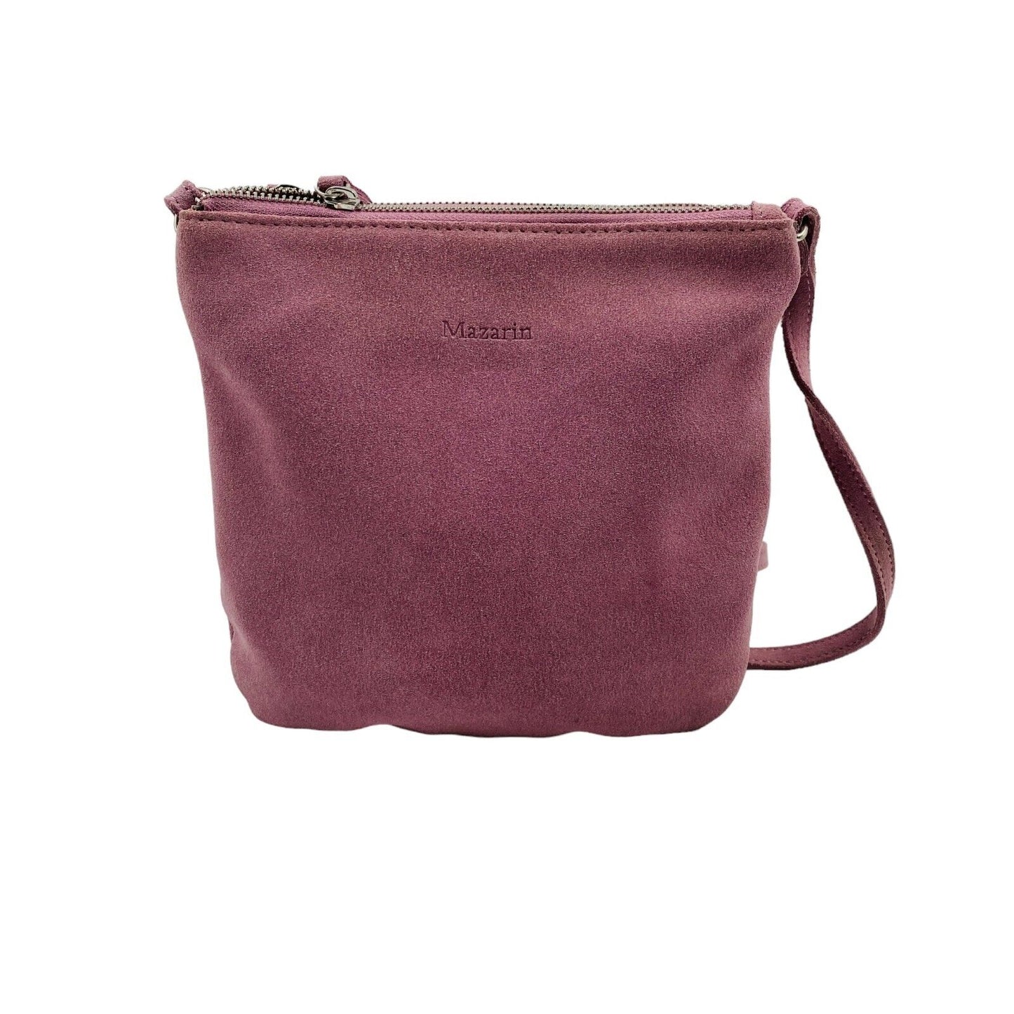 MAZARIN Dark Pink Suede Leather Handbag Shoulder Bag Crossbody Bag