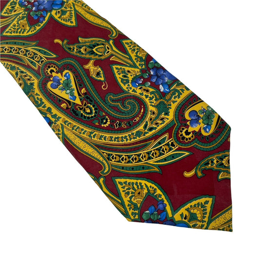 Vintage GANT Yellow Red Ornament 100% Silk Hand Made Tie