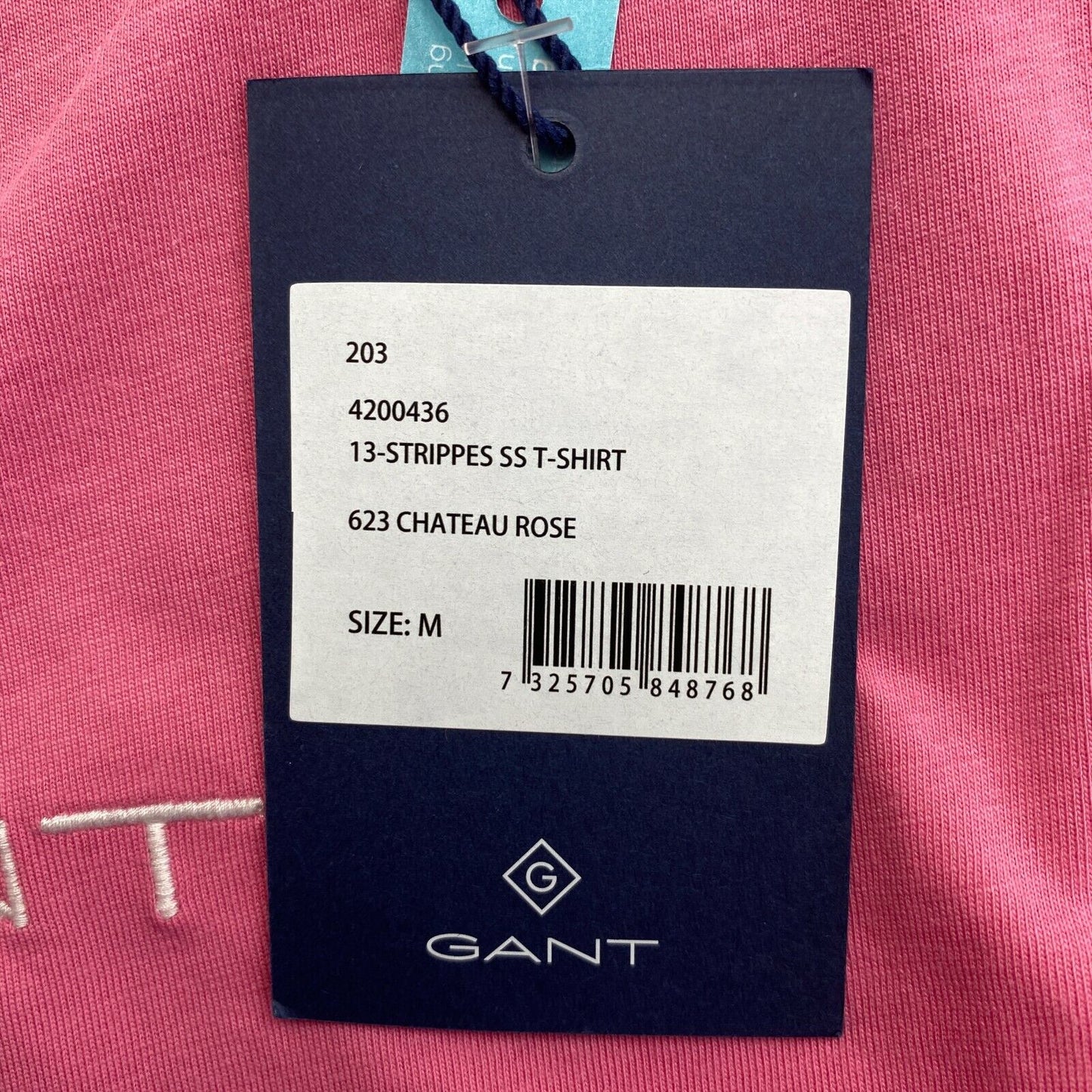 GANT Pink 13 Stripes Crew Neck T Shirt Top Size M