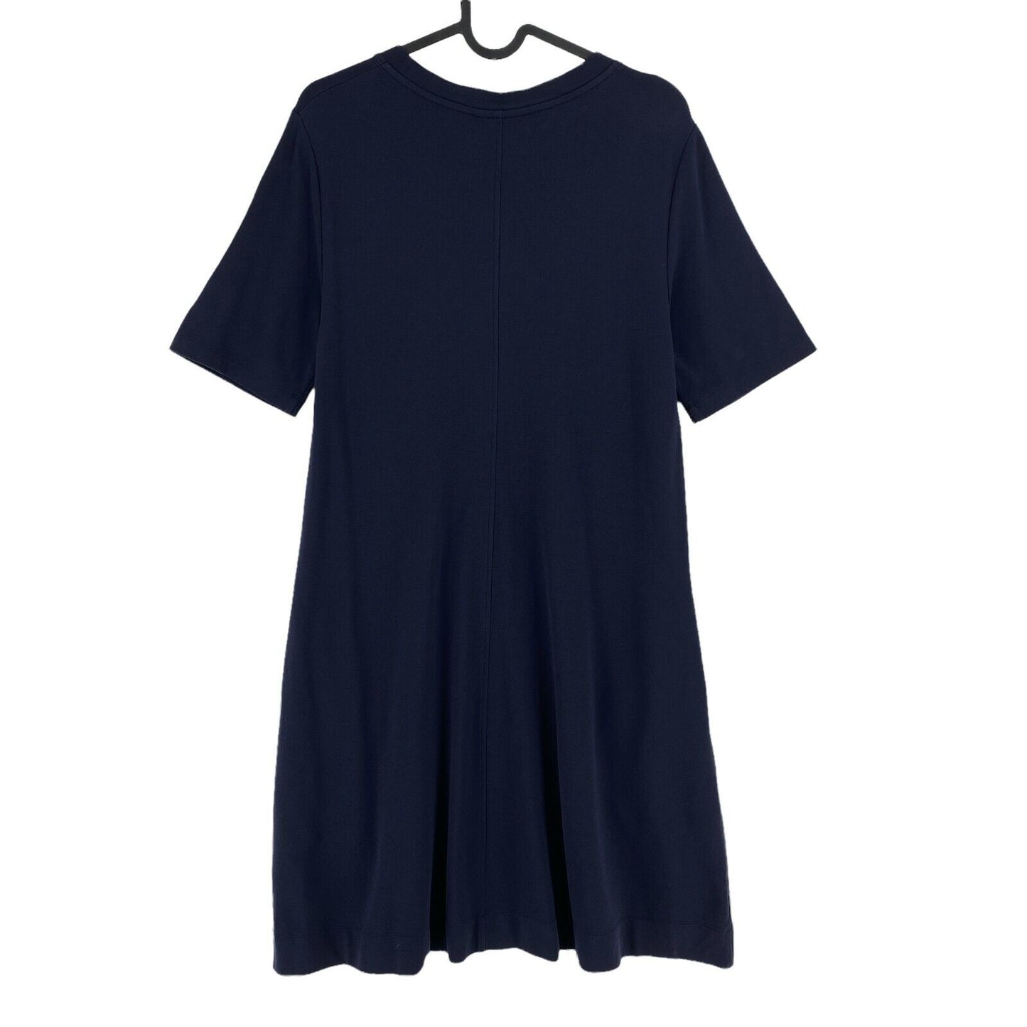 GANT Marineblaues A-Linien-Jersey-Kleid mit Rundhalsausschnitt, kurzärmelig, Größe L