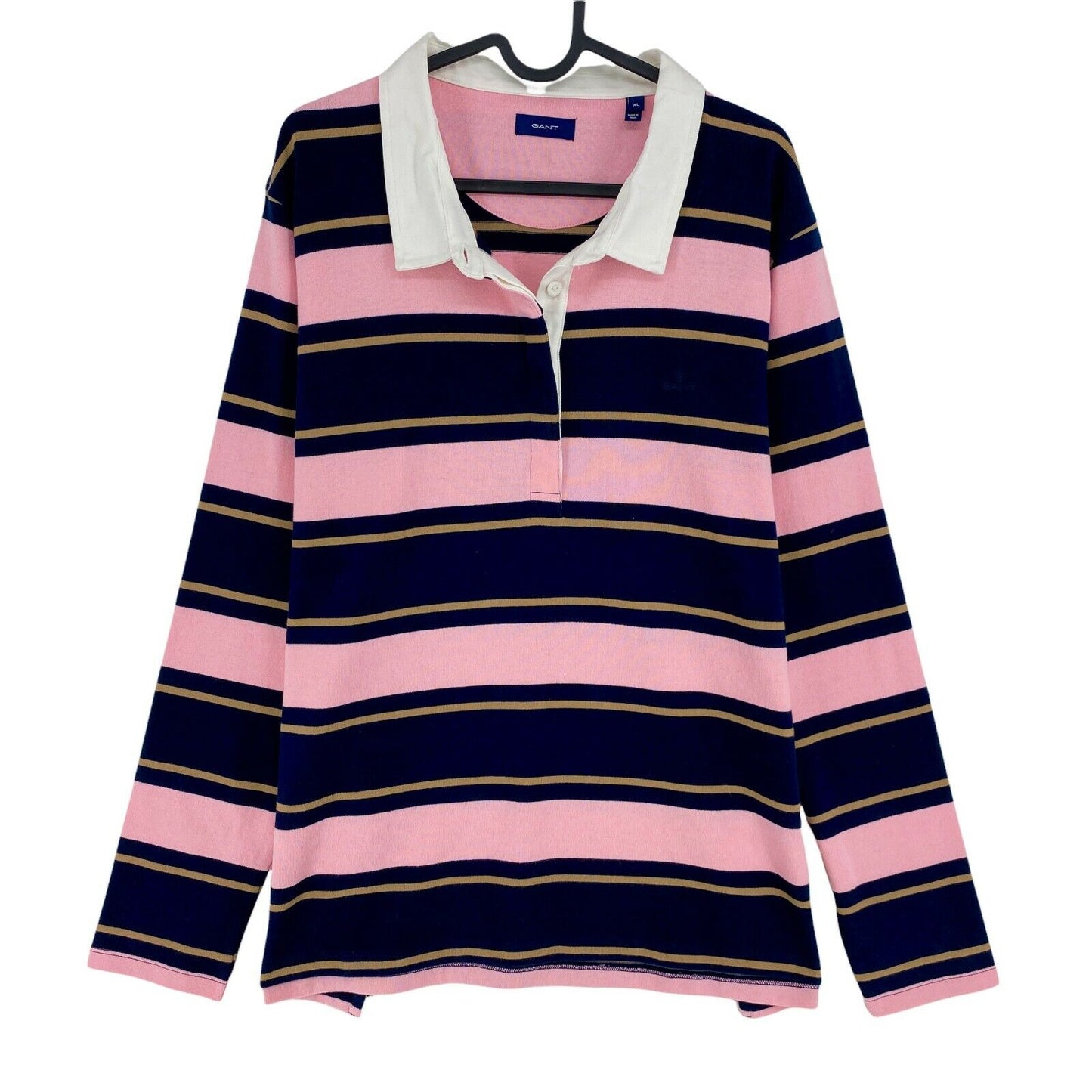 GANT Pink Striped Heavy Rugger Sweater Jumper Size XL