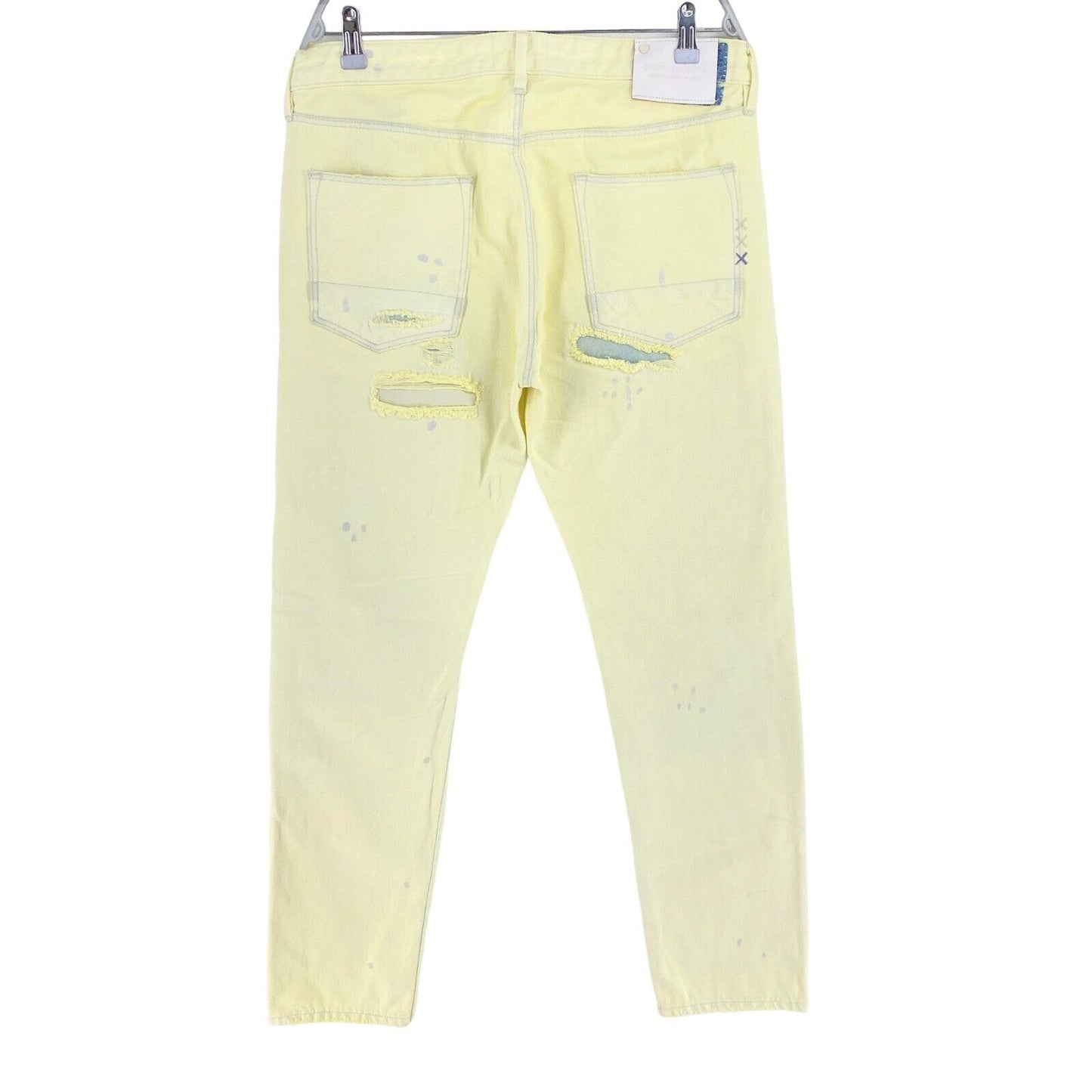 Scotch & Soda Greenish Yellow Ripped Straight Leg Slim Fit Jeans Size W34 L32