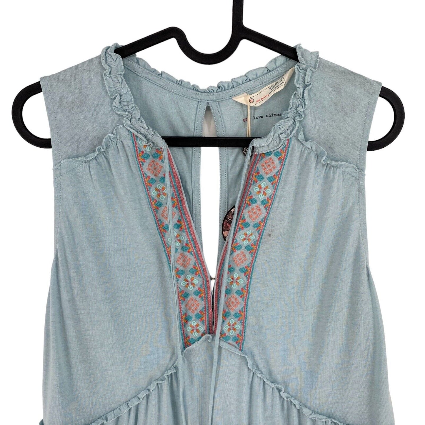 ODD MOLLY Blue Love Chimes Flared Top Size 0 / XS