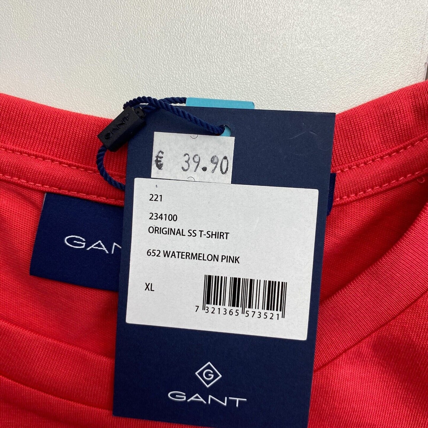 GANT Pink Original Crew Neck T Shirt Size XL