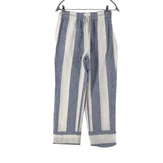 Tommy Hilfiger Women Blue White Fit Relaxed Fit Striped Trousers Size 6 W28