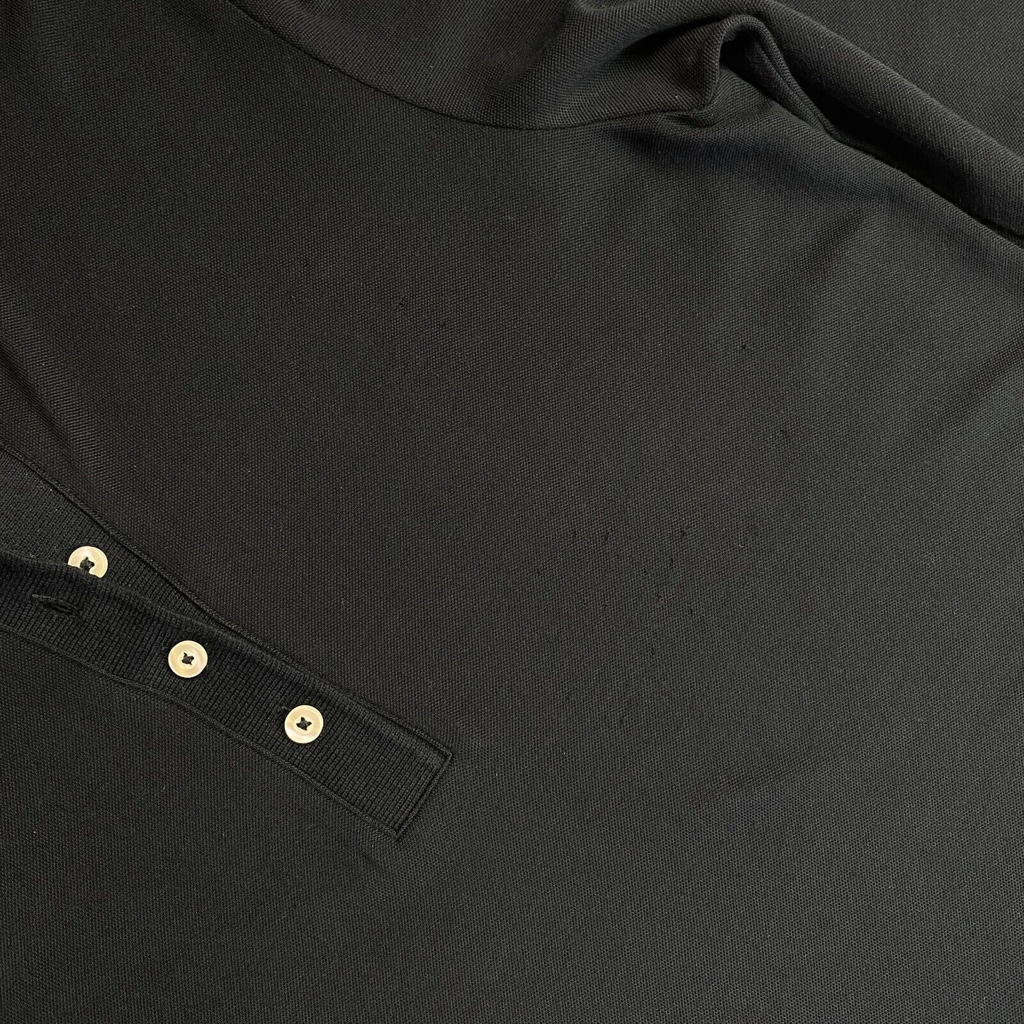 GANT Black Detail Collar Long Sleeves Polo T Shirt Size S