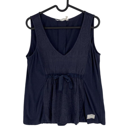 ODD MOLLY Women Navy Blue Lets Love Sleeveless Top Size 2 / M