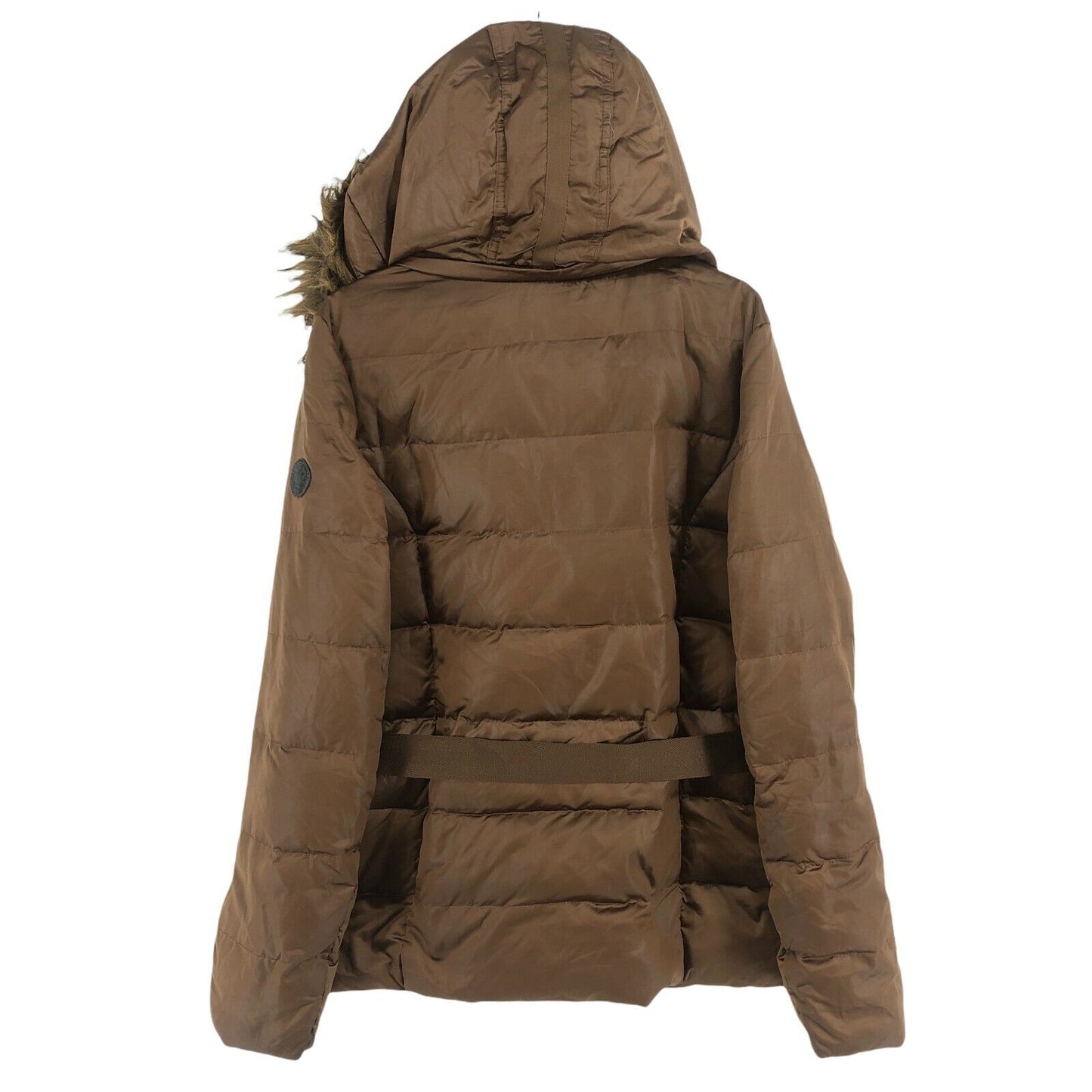 S`Oliver Brown Hooded Belted Down Puffer Jacket Coat Size EU 40 UK 12