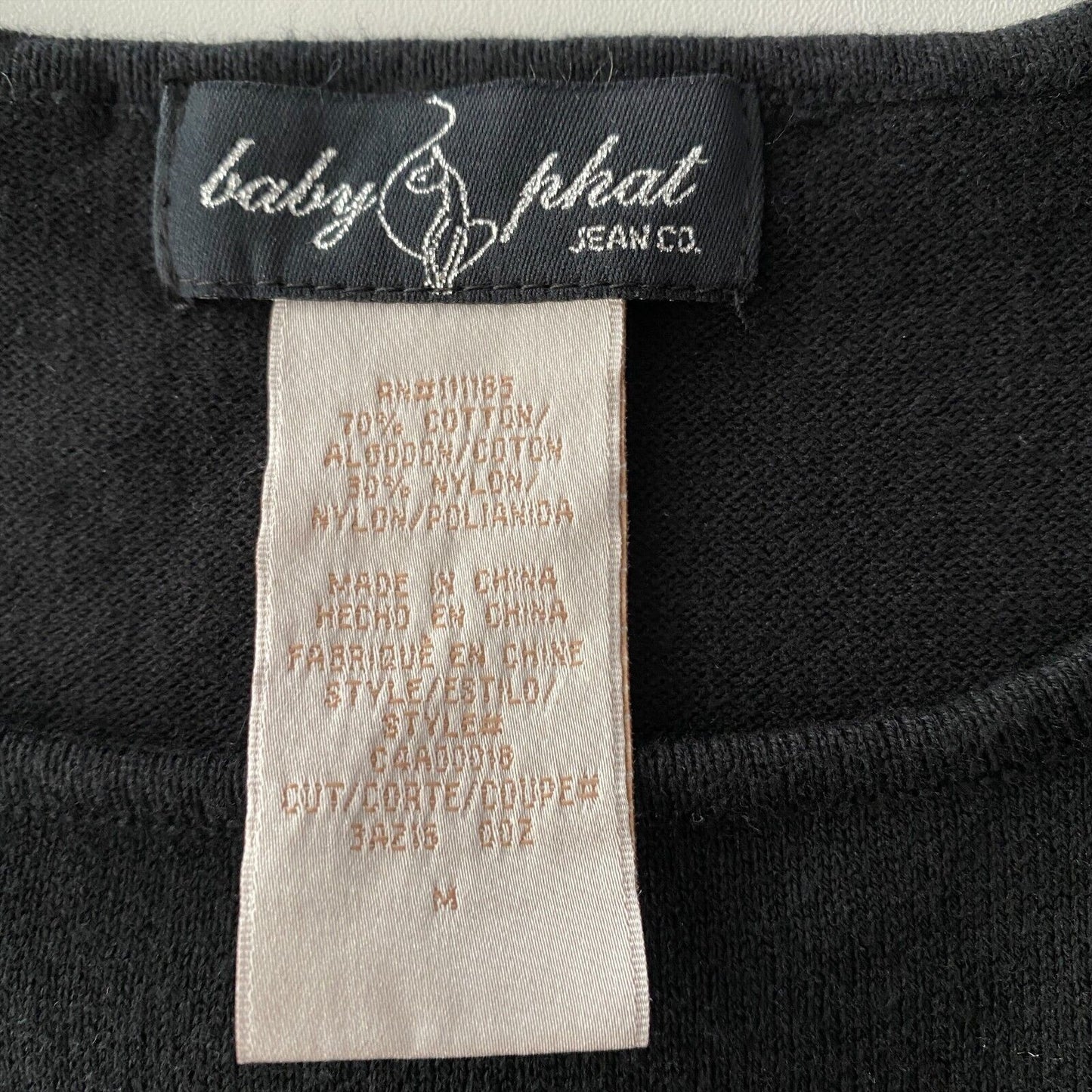 BABY PHAT Schwarze ärmellose Top-Bluse mit Rundhalsausschnitt, Größe M