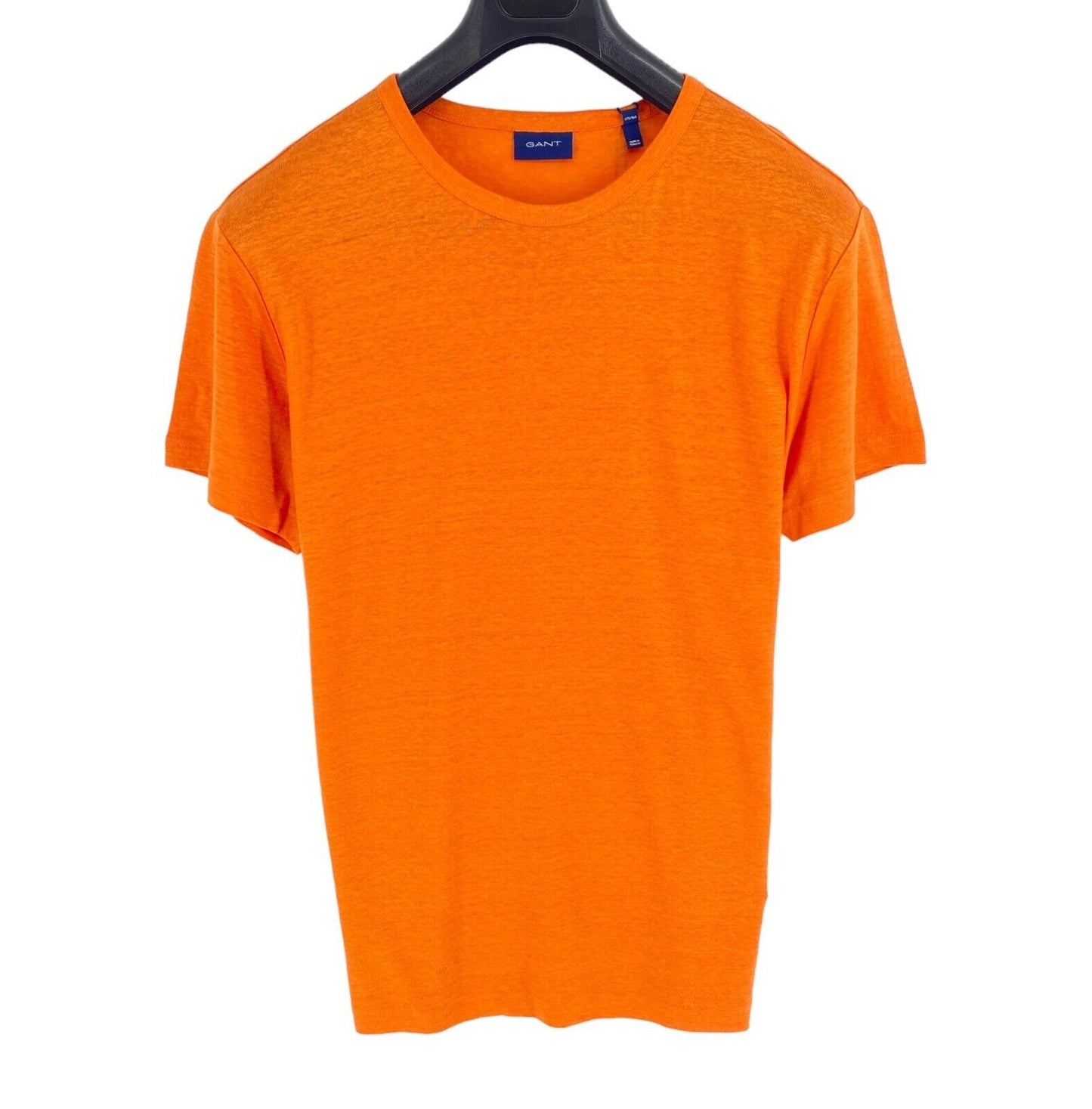 GANT Men Orange Linen Crew Neck Short Sleeves T Shirt Size M