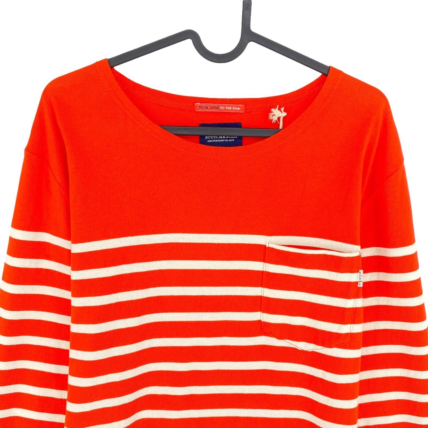 SCOTCH & SODA Red Striped Pocket Crew Neck Sweater Pullover Size M