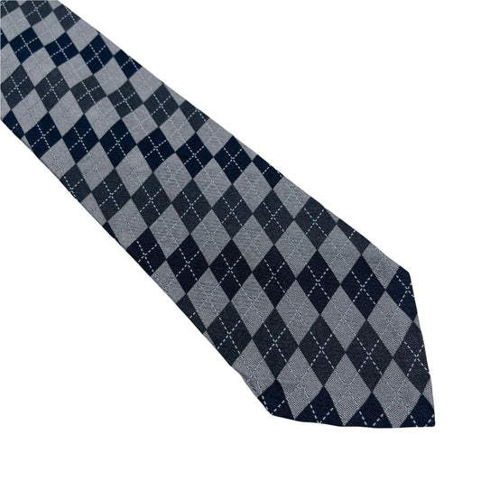 GANT Grey Blue Check 100% Silk Hand Made Tie