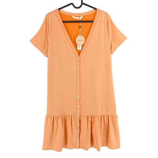 ODD MOLLY Light Orange V Neck Dina Ruffle Dress Size 2 / M