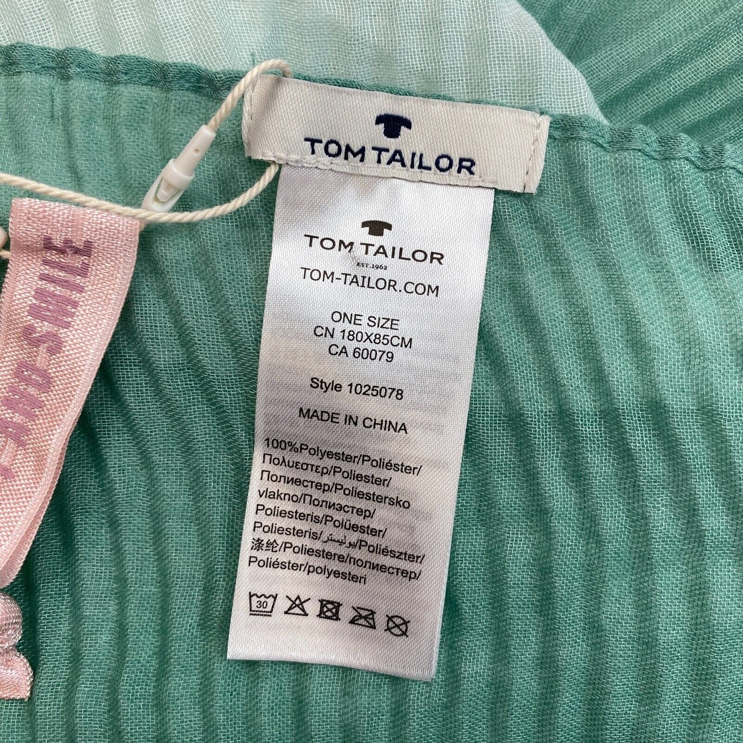 TOM TAILOR Weiß-Grün Langer Plissee-Schal mit Dip-Dye-Effekt