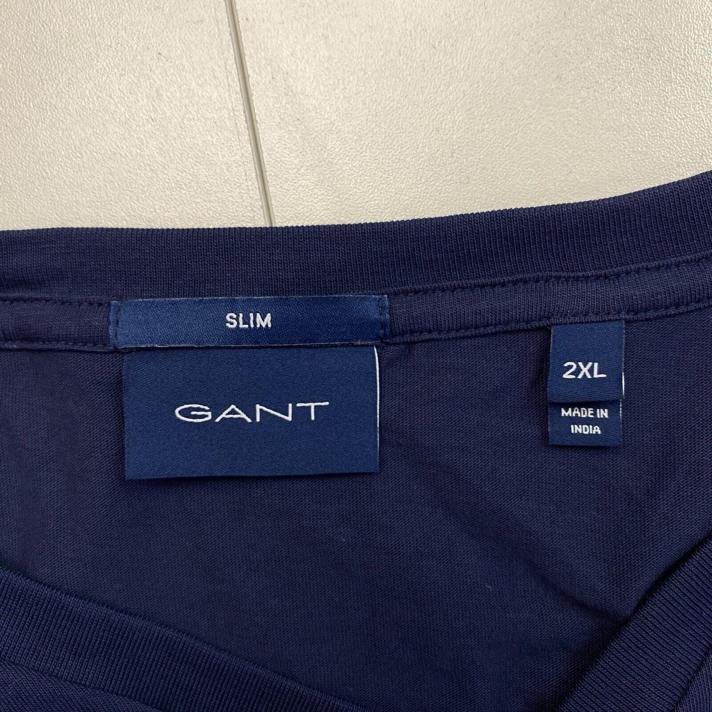 GANT Men Navy Blue Original Slim Fit V Neck Short Sleeve T Shirt Size 2XL