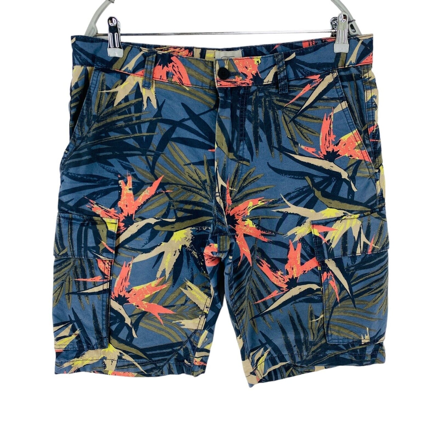 Camel Active Mens Dark Blue Floral Regular Fit Cargo Shorts W34