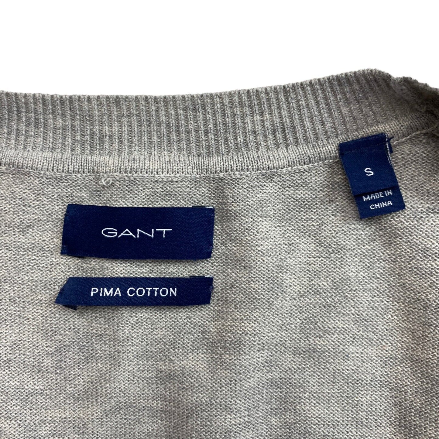 GANT Grey 100% Cotton V Neck Cardigan Sweater Size S