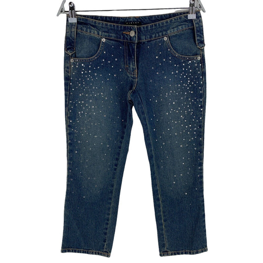 SISLEY Capri-Jeans, 100 % Baumwolle, reguläre Passform, Marineblau, Größe 38 W29