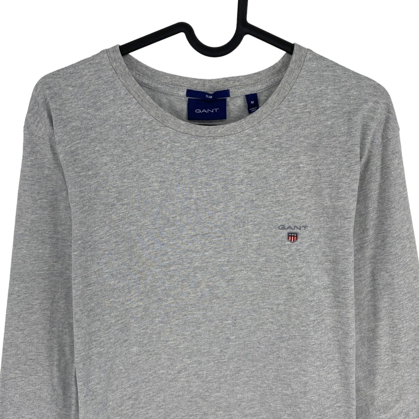 GANT Grey Original Long Sleeves Slim Fit Crew Neck T Shirt Size M